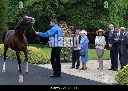 Queen Elizabeth ll visits the Irish National Stud in Kildare on the third day of the State Visit to Ireland on May 19, 2011. ÃŠÃŠÃŠÃŠÃŠÃŠÃŠÃŠÃŠÃŠÃŠÃŠÃŠÃŠÃŠÃŠ ÃŠ Stock Photo