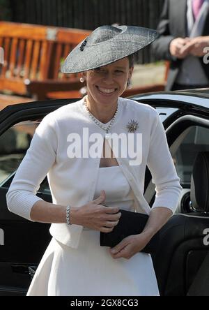 Lady Sarah Chatto attends the Royal Wedding of Zara Phillips to Mike Tindall at Canongate Kirk in Edinburgh on July 30, 2011. Stock Photo