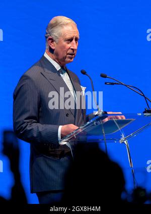 Prince Charles, Prince of Wales attends a reception and gala dinner at the end of the opening day of the 9th World Islamic Economic Forum in London. The Prince of Wales addressed visiting dignitaries and guests at the gala dinner as London plays host to the first World Islamic Forum outside the Muslim world.
