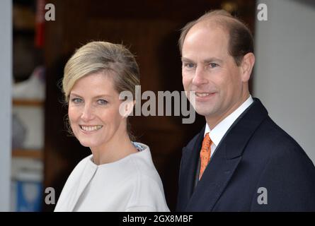 Sophie, Countess of Wessex, accompanied by Prince Edward, Earl of Wessex, visits Tomorrow's People Social Enterprises at St. Anselm's Church in London on her 50th birthday on January 20, 2015. Stock Photo