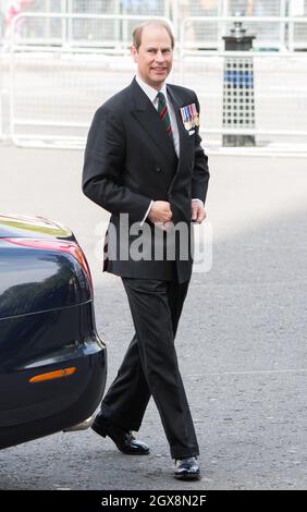 Prince Edward, Earl of Wessex attends the Service of Thanksgiving to mark the 70th anniversary of Victory in Europe at Westminster Abbey in London on May 10, 2015. Stock Photo