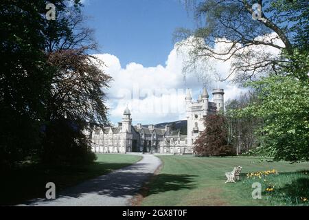 Balmoral Castle in Scotland, one of the Royal residences where the Royal Family like to spend their Summer holidays. Stock Photo