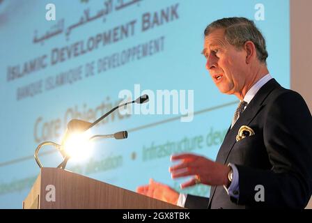 Charles, Prince of Wales, addresses delegates at the Islamic Development Bank conference in London on 26 January 2006. The organisation celebrated its 30th anniversary. Anwar Hussein/allactiondigital.com Stock Photo