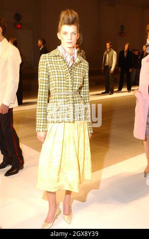 Models on the catwalk at the Perry Ellis 2004 Fashion Show in New York. Stock Photo