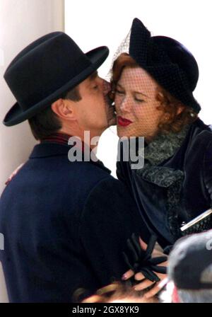 Jeremy Iron and ANNETTE BENING FILMING BEING JULIA A MOVIE BASED ON W. SOMERSET MAUGHAM'S NOVEL.            Stock Photo