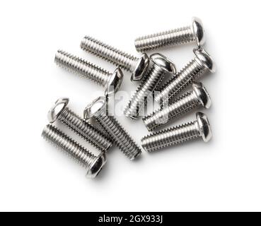 Stainless steel torx screws isolated on white background. Stock Photo