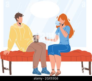 In Coffee House Customers Have Meeting Vector Stock Vector