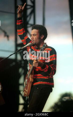 Ben Harper and the Innocent Criminals perform live at the  Thunderbird Stadium in Vancouver. Stock Photo