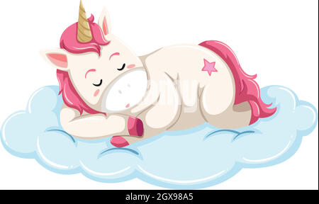 Unicorn sleeping on cloud Stock Vector