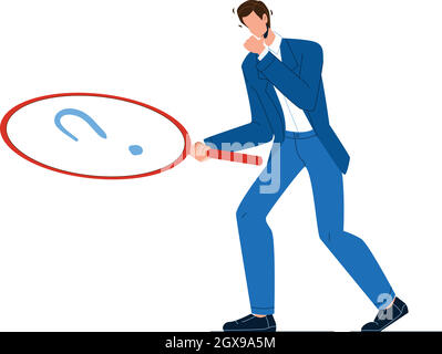 Businessman With Magnifier Looking Clue Vector Illustration Stock Vector