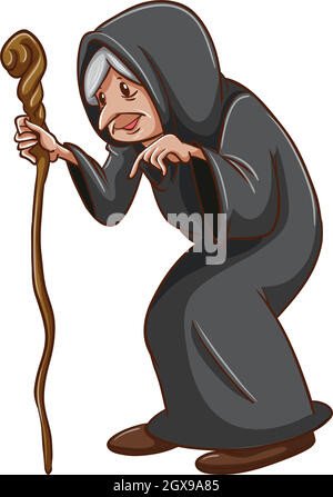 A simple coloured drawing of a scary witch Stock Vector