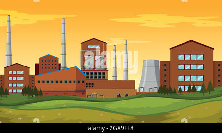 Factory site background scene Stock Vector