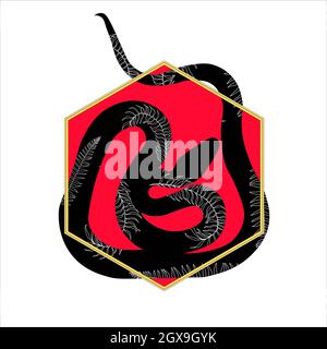 Snake warning sign. Danger. Poisonous snakes. Vector illustration. Stock Photo