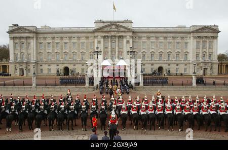 The scene outside Buckingham Palace in London where Queen Elizabeth II welcomed America's President George Bush at the start of his state visit to Britain. Â©Anwar Hussein/allactiondigital.com  Stock Photo