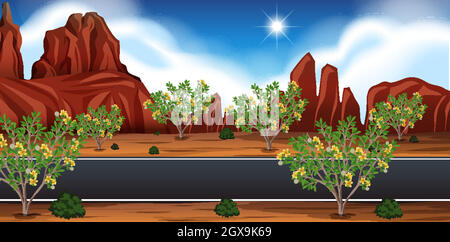 Wild desert landscape at daytime scene Stock Vector