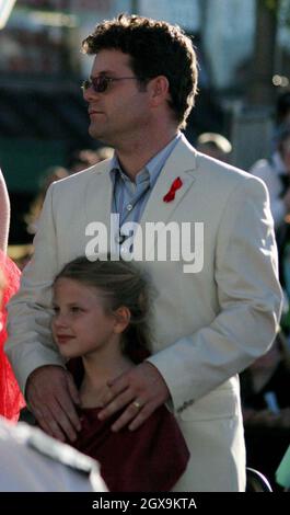 Sean Astin and daughter at the Lord of the Rings 3 Premiere Day in New Zealand. Stock Photo