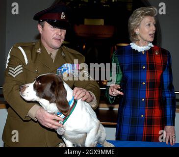 Princess Alexandra presented British Army dog Buster with the 'animals