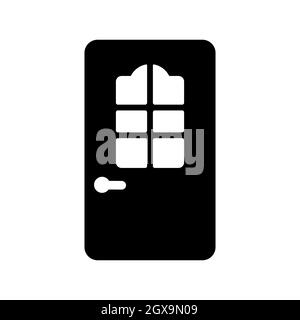 Interroom door vector flat glyph icon. Construction, repair Stock Vector