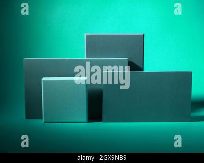 Geometric design shape podium on red background Stock Photo