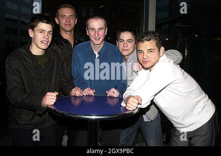 Kelvin Fletcher, Scott Wright, Andrew Whyment, Ryan Thomas, Bruno Langley at the preview of Theatre of Dreams at the Bridwater Hotel in Manchester.  Stock Photo