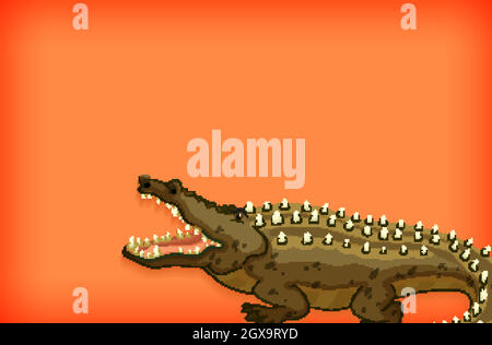 Background template design with plain color and crocodile Stock Vector