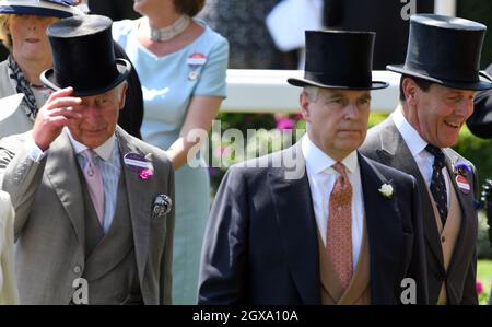 Prince Charles, Prince of Wales and Prince Andrew, Duke of York attend the first day of Royal Ascot 2017 on June 20, 2017 Stock Photo
