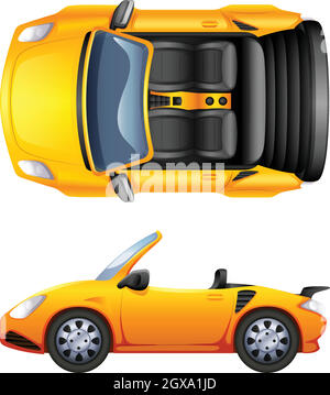 A top and side view of a sports car Stock Vector