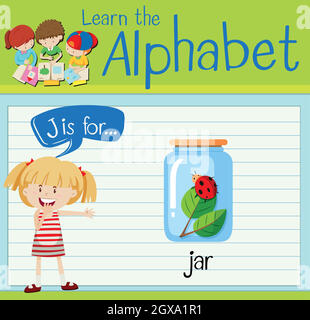 Flashcard letter J is for jar Stock Vector