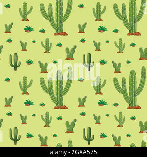 Seamless background design with green cactus Stock Vector