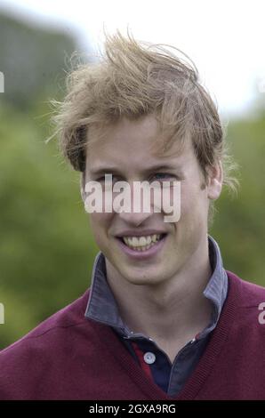 DUCHY HOME FARM, GLOUCESTERSHIRE, ENGLAND - MAY 29: HRH Prince William  visits Duchy Home Farm as part of his ongoing interest in farming and his father's estate, May 29, 2004 in Tetbury, England. (Photo by Anwar Hussein)  Stock Photo