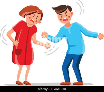 Angry Couple Arguing, Shouting And Blaming Vector Stock Vector