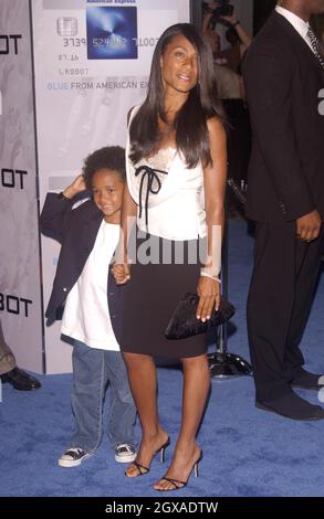 Jada Pinkett Smith and her son attending the world premiere of I, Robot  in Los Angeles, USA.  Stock Photo