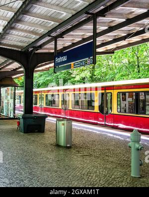 Frohnau S-bahn railway Station  serves S1 rail line of Berlin-Brandenburg Commuter Network.                                      The Station Architect Stock Photo