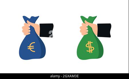 hand holding a bag with money Stock Vector