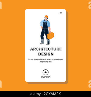 Architecture Design Draft Holding Architect Vector flat Stock Vector