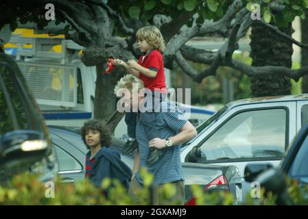 Boris Becker takes his children on a day out in Miami.    Stock Photo