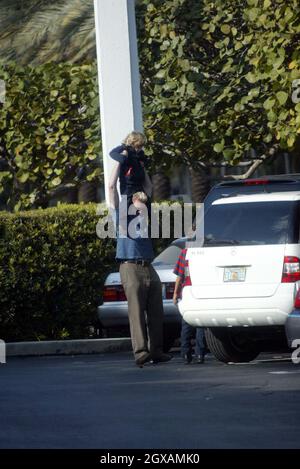 Boris Becker takes his children on a day out in Miami.    Stock Photo