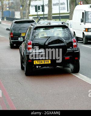 Pop star Cheryl Tweedy buys a brand new 22,000 4x4 and immediately drives it away. Stock Photo