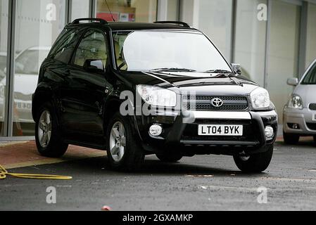 Pop star Cheryl Tweedy buys a brand new 22,000 4x4 and immediately drives it away. Stock Photo