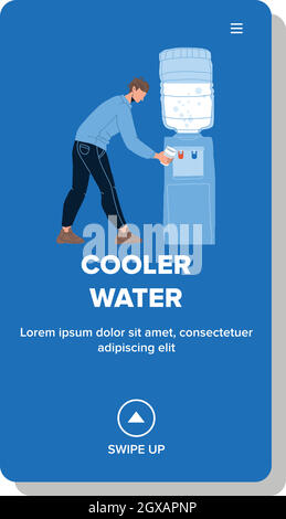Cooler Water Filling Man In Plastic Cup Vector Stock Vector