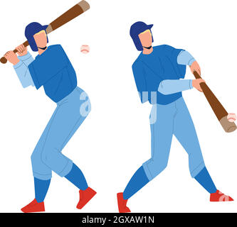 Vector Illustration Baseball Player Silhouette Hitting Ball Summer