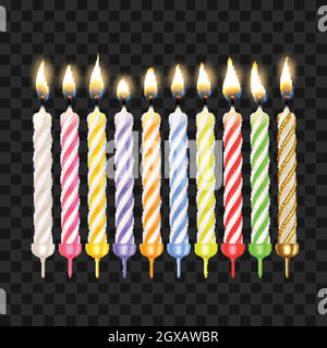 Birthday Candles In Different Color Set Vector Stock Vector