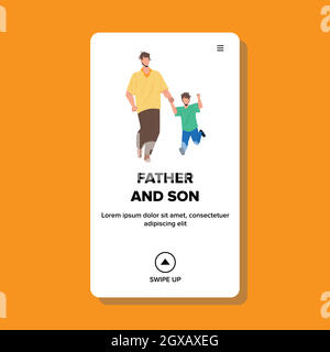 Father And Son Have Funny Leisure Time Vector Stock Vector