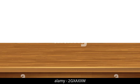 Wooden Shelf Empty Bookshelf Space Surface Vector Stock Vector