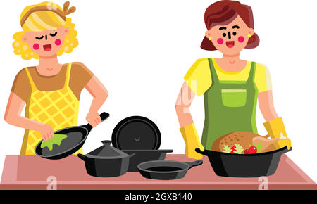 Cast Iron Cookware For Cooking Tasty Food Vector Stock Vector