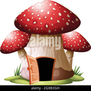 A mushroom house on whiyr background Stock Vector