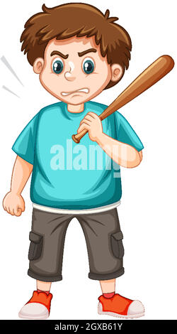 Angry Baseball Player Cartoon, Vector Format