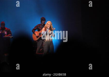 Anastacia performing live in concert in Manchester, March 2005. Stock Photo