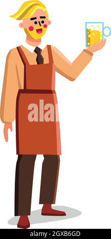 Brewery Worker Hold Glass With Beer Drink Vector Stock Vector
