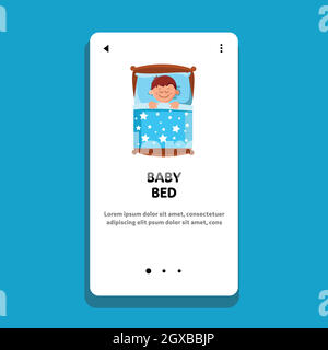 Baby In Bed Sleeping, Boy Sweet Dreams Vector Stock Vector